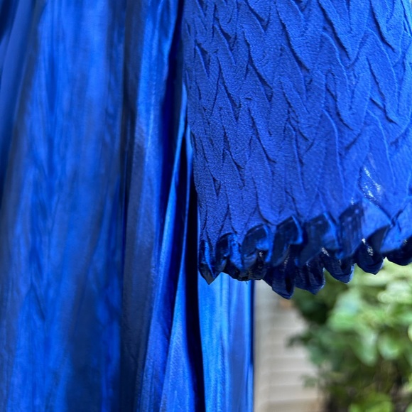 Kamarov dress sheer shimmer luminous crinkle blue layered Sz plus 3X - Picture 2 of 10